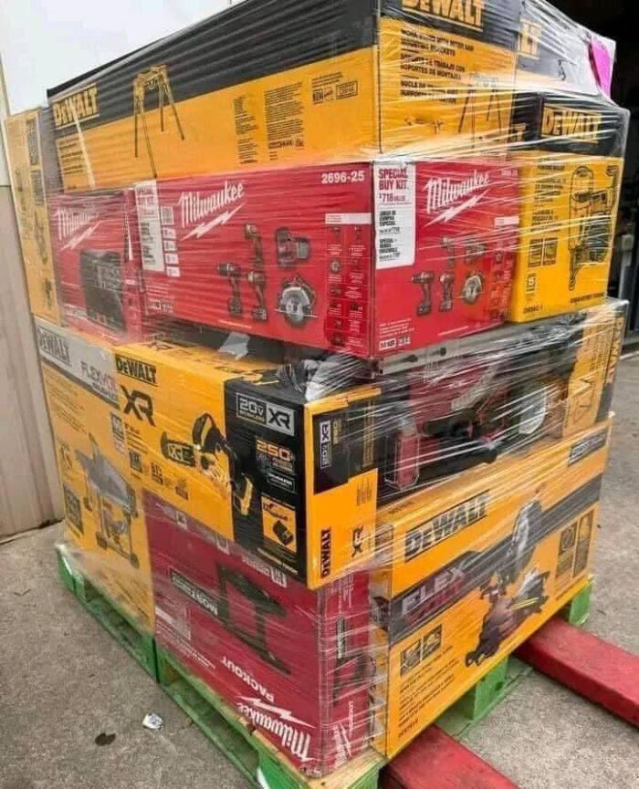 Mixed Milwaukee and DeWalt Tools Pallet – 100 Tools for $800 | Wholesale Liquidation 3 Milwaukee and DeWalt tools pallet for sale